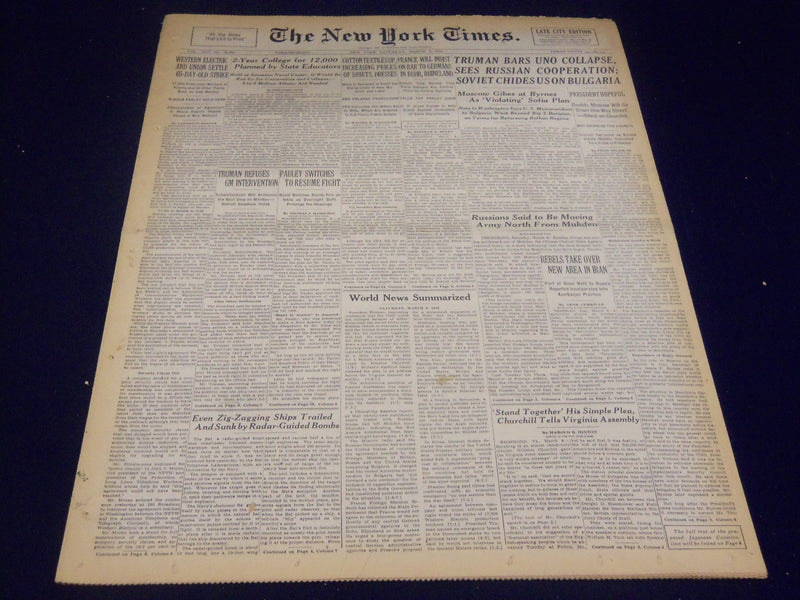 1946 MARCH 9 NEW YORK TIMES - MOSCOW GIBES AT BYRNES - NT 3457