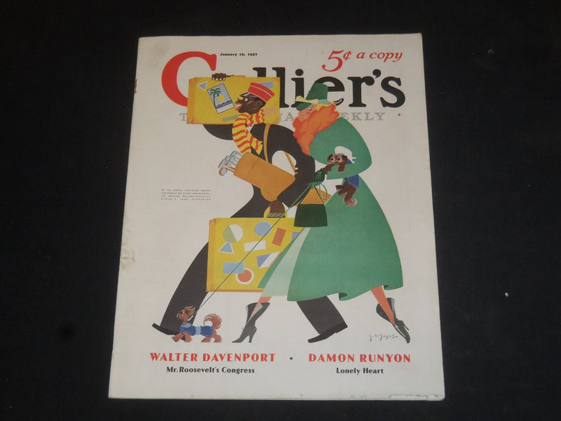 1937 JAN 16 COLLIER'S MAGAZINE - GREAT ILLUSTRATIONS, ARTICLES & ADS - SP 8240