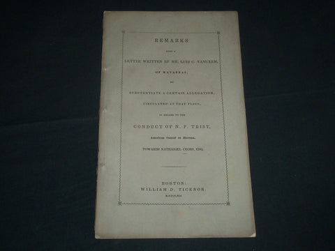 1841 LETTER OF LUIS C. VANUXEM OF MATANZAS N. P. TRIST -NATHANIEL CROSS - J 4339