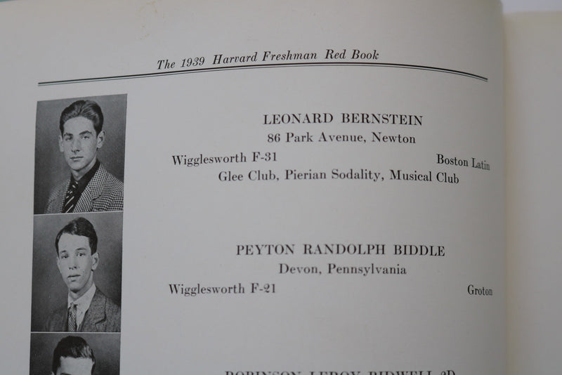 1939 THE HARVARD FRESHMAN RED BOOK - LEONARD BERNSTEIN-CLEVELAND AMORY - YB 3587