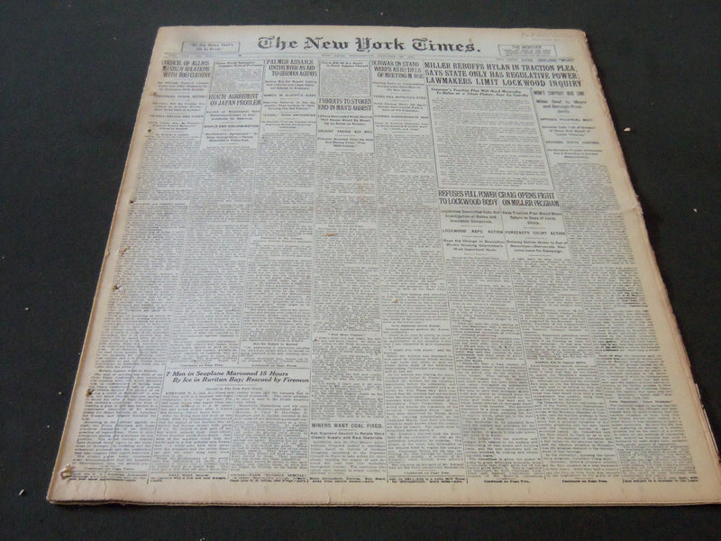 1921 JANUARY 26 NEW YORK TIMES - MILLER REBUFFS HYLAN IN TRACTION PLEA - NT 6156