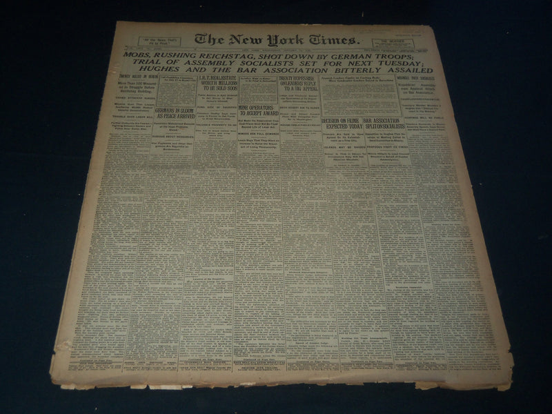 1920 JAN 14 NEW YORK TIMES NEWSPAPER - MOBS RUSHING - REICHSTAG SHOT- NT 7556