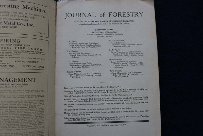 1932 JOURNAL OF FORESTRY SOFTCOVER BOOKS - LOT OF 2 - K 1471