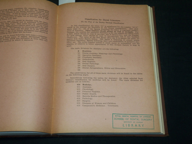 1921 INDEX OF THE PERIODICAL DENTAL LITERATURE BOOK BY ARTHUR D. BLACK - KD 5903