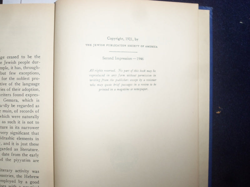 1946 POST-BIBLICAL HEBREW LITERATURE HARDCOVER BOOK BY BENZION HALPER - KD 8964
