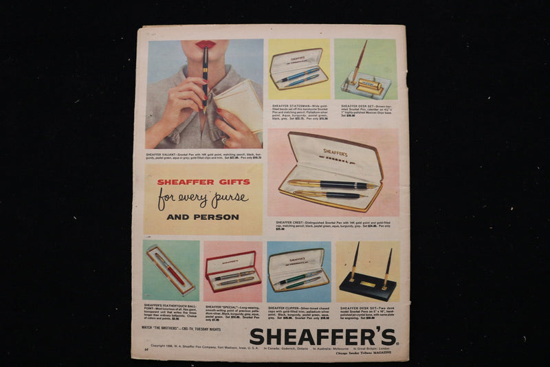 1956 DECEMBER 2 CHICAGO SUNDAY TRIBUNE MAGAZINE - DOROTHY MALONE COVER - E 25497