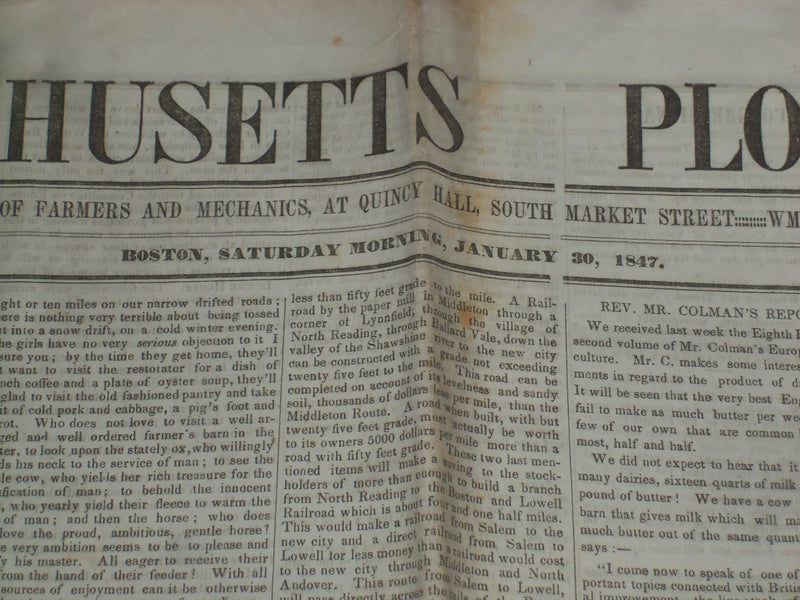 1847 JANUARY 30 MASSACHUSETTS PLOUGHMAN - AUDUBON WIFE - GEN. TAYLOR - NP 5142