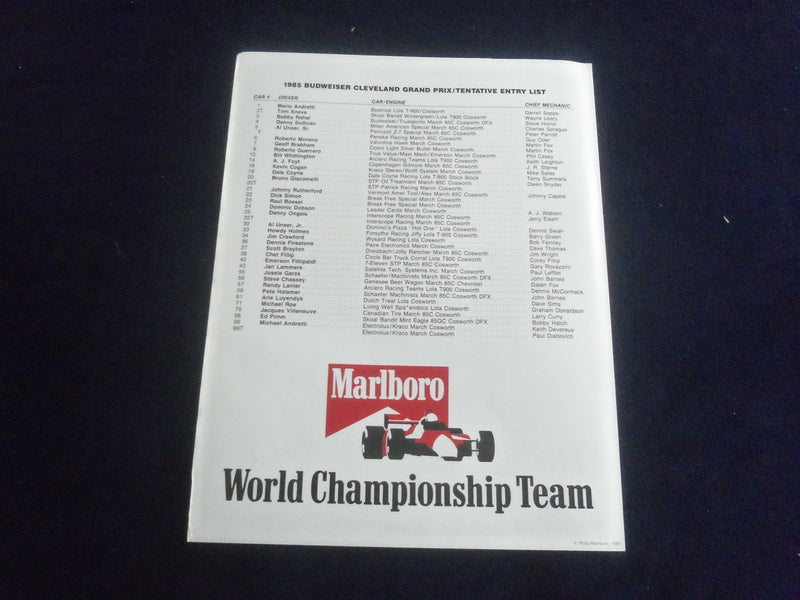 1985 JULY 5-7 BUDWEISER CLEVELAND GRAND PRIX RACING PROGRAM - SP 3804C