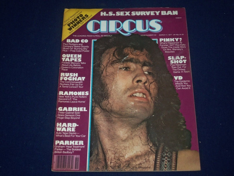 1977 MARCH 17 CIRCUS MAGAZINE - PAUL ROGERS COVER - GREAT PHOTOS - J 889