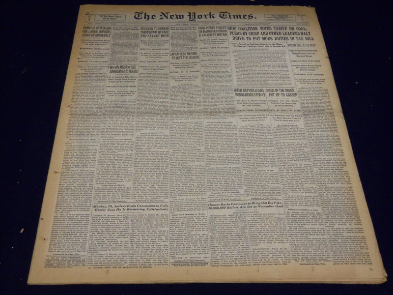 1932 MARCH 27 NEW YORK TIMES - TWO ON MISSION SEE LINDBERGH - NT 4093