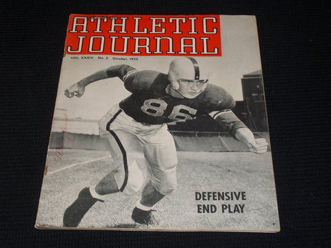 1953 OCTOBER ATHLETIC JOURNAL MAGAZINE - DEFENSIVE END PLAY COVER - E 5838