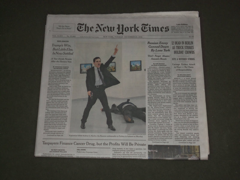 2016 DEC 20 NEW YORK TIMES - ANDREY KARLOV, RUSSIAN AMBASSADOR TO TURKEY, KILLED