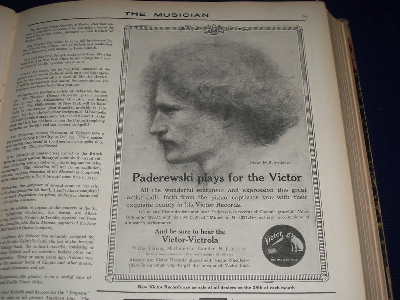 1912 THE MUSICIAN BOUND VOLUME NO. 17 PART 1 - GREAT PHOTOS & ADS - KD 2287