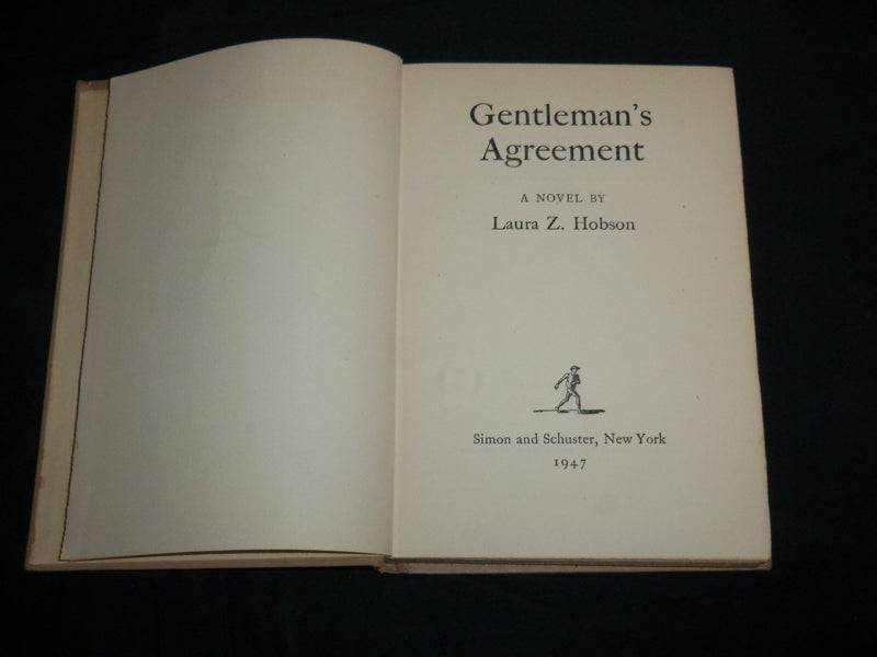 1947 GENTLEMAN'S AGREEMENT HARDCOVER BOOK BY LAURA Z. HOBSON - KD 6872