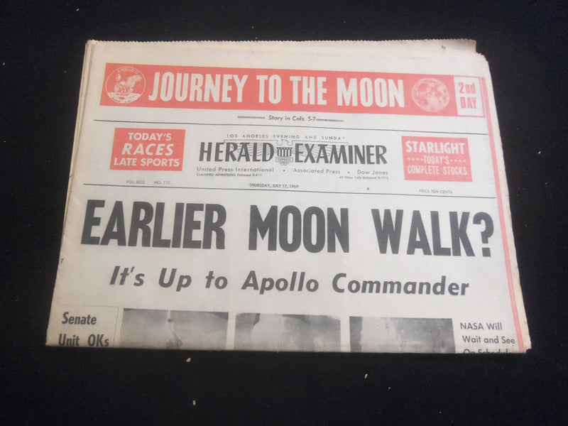 1969 JULY 17 L. A. EVENING HERALD EXPRESS NEWSPAPER- EARLIER MOON WALK?- NP 5743
