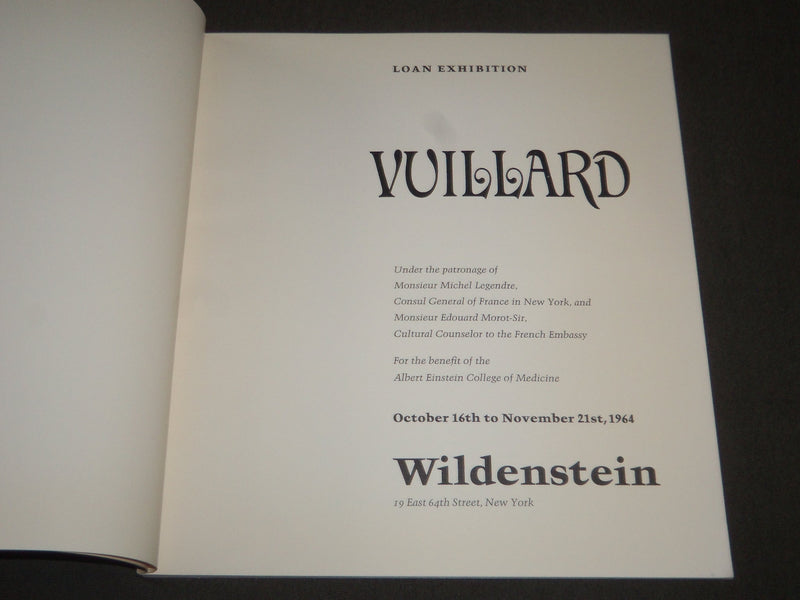 1964 EDOUARD VUILLARD LOAN EXHIBITION SOFTCOVER BOOK - WILDENSTEIN - J 2279