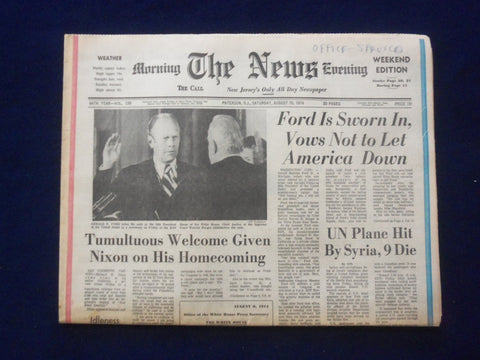 1974 AUGUST 10 THE PATERSON NEWS NEWSPAPER - FORD IS SWORN IN - NP 6436