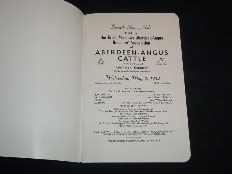 1952 GREAT MEADOWS BREEDERS ASSN. SALE - KEENLAND - KENTUCKY - J 9081