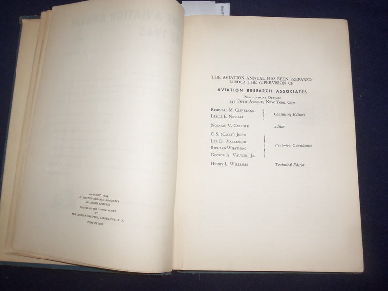 1945 THE AVAIATION ANNUAL OF 1945 HARDCOVER BOOK - KD 9080