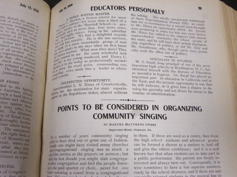 1918 JANUARY-DECEMBER JOURNAL OF EDUCATION BOUND VOLUME - COMPLETE YEAR - R 890