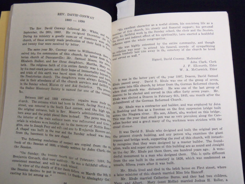 1941 HISTORY OF THE FIRST PRESBYTERIAN CHURCH -WILLIAMSBURG PENNSYLVANIA- J 8973