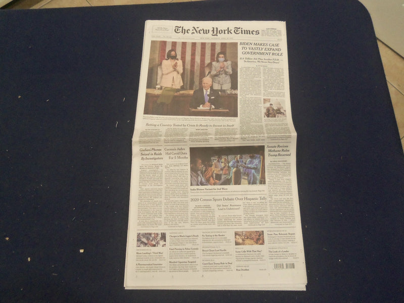2021 APRIL 29 NEW YORK TIMES - BIDEN MAKES CASE TO VASTLY EXPAND GOVERNMENT ROLE