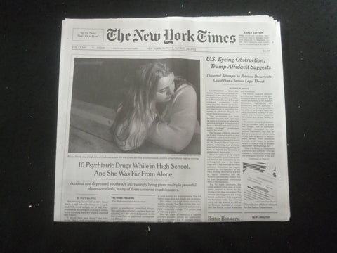 2022 AUGUST 28 NEW YORK TIMES -U.S. EYEING OBSTRUCTION, TRUMP AFFIDAVIT SUGGESTS