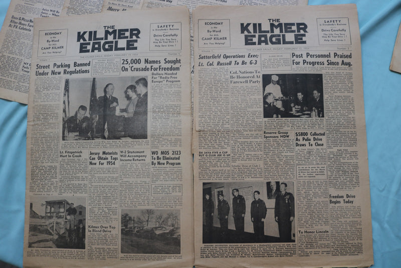 1953-1954 THE KILMER EAGLE NEWSPAPER - CAMP KILMER, NJ - LOT OF 16 - NP 9059