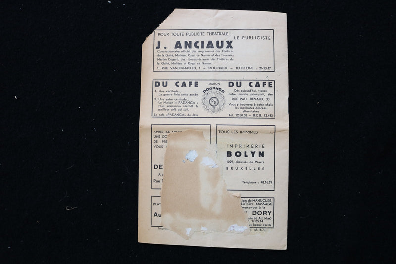 1945 MARCH 8 GAITE - LE THEATRE DE LA REVUE PROGRAMME - FRENCH - K 2802
