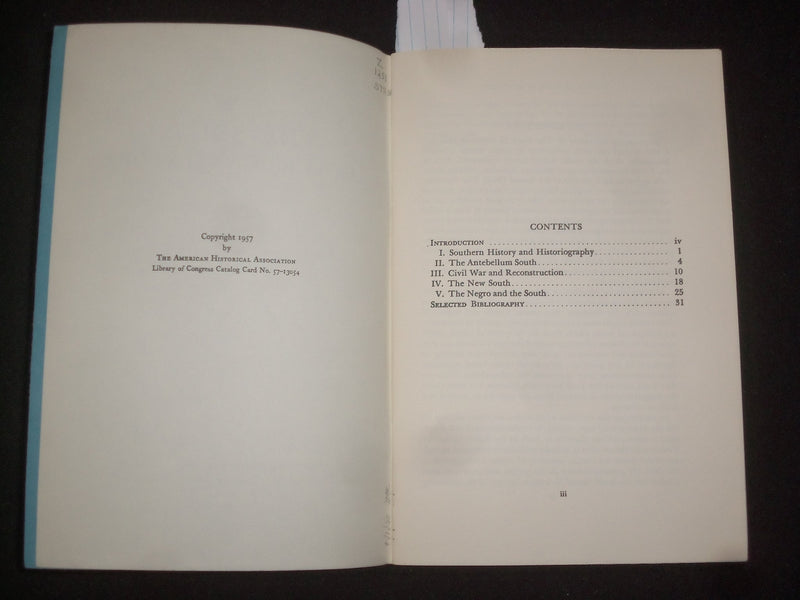1957 THE SOUTH IN AMERICAN HISTORY SOFTCOVER BOOK BY OTIS A. SINGLETARY - J 9866