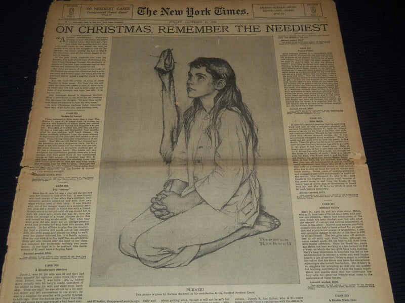 1938 DEC 25 NEW YORK TIMES REMEMBER THE NEEDIEST - NORMAN ROCKWELL - NT 9557
