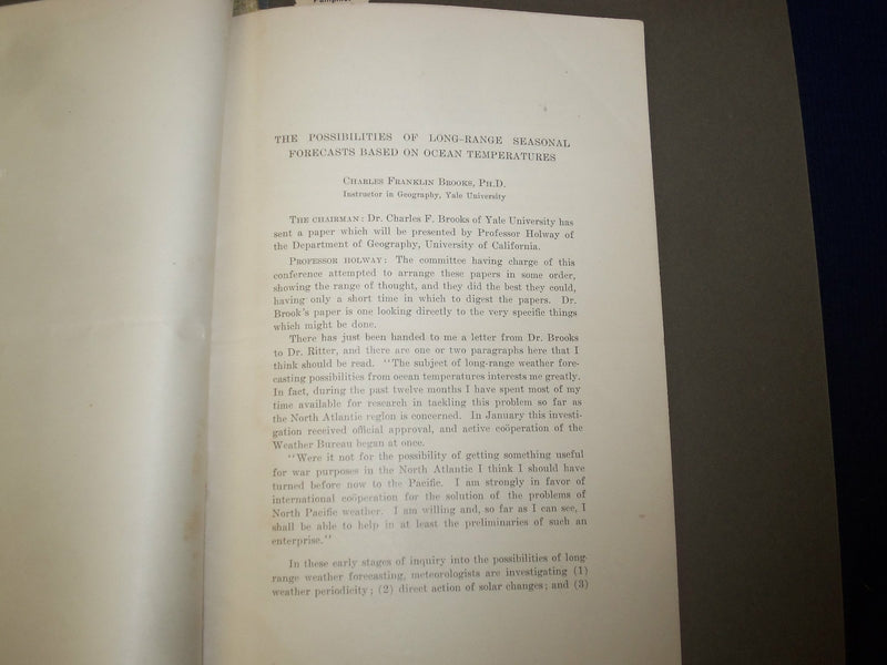 1918 POSSIBILITIES OF LONG-RANGE SEASONAL FORECASTS BASED ON OCEAN TEMPS- J 4983