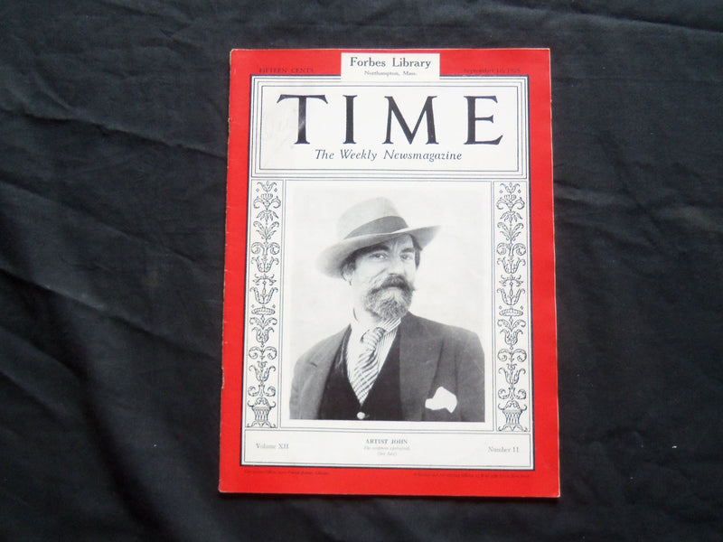 1928 SEPTEMBER 10 TIME MAGAZINE - ARTIST AUGUSTUS JOHN - T 175