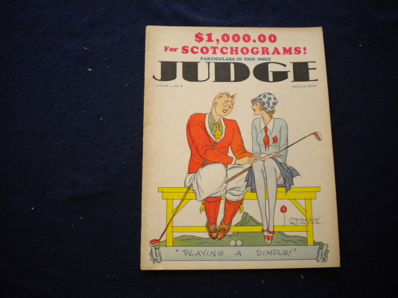1928 AUGUST 4 JUDGE MAGAZINE - DR. SEUSS ILLUSTRATIONS -PLAYING A DIMPLE- B 436Z