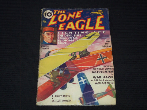 1937 FEBRUARY THE LONE EAGLE FIGHTING ACE PULP MAGAZINE - DEVIL FLIES - ST 998E