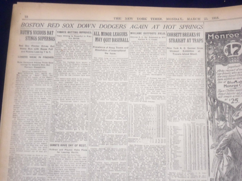1918 MARCH 25 NEW YORK TIMES - GERMANS PUSH ON IN SOUTH - NT 8160