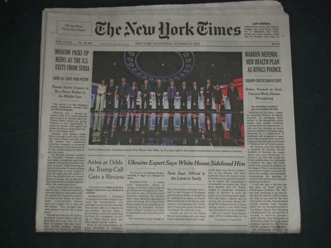 2019 OCTOBER 16 NEW YORK TIMES - TWELVE DEMOCRATIC CANDIDATES DEBATE IN OHIO