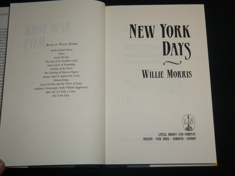 1993 NEW YORK DAYS HARDCOVER BOOK BY WILLIE MORRIS - FIRST EDITION - KD 6714