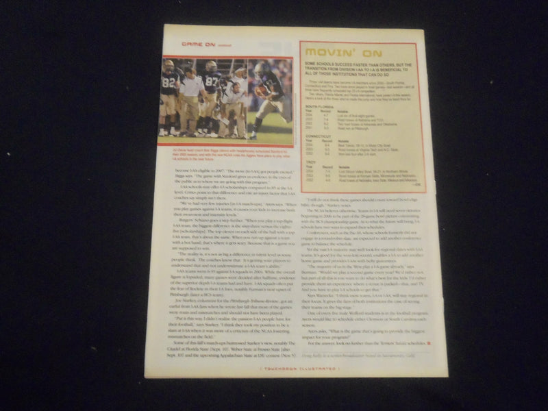 2005 TOUCHDOWN ILLUSTRATED MAGAZINE - ISSUE 5 - VINCE YOUNG - SP 1219I