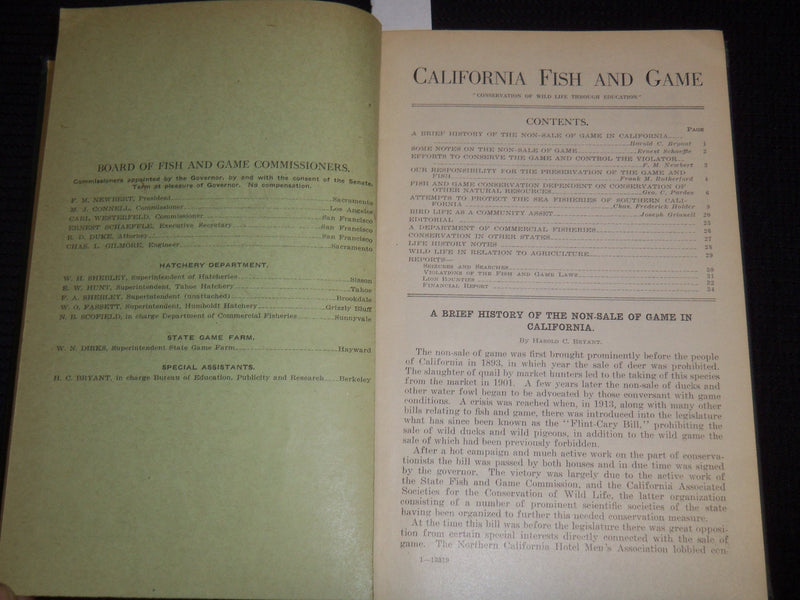 1914-1929 CALIFORNIA FISH AND GAME MAGAZINE BOUND VOLUME LOT OF 14 - KD 1A