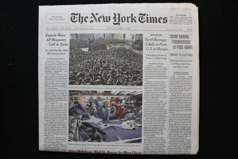 2025 APRIL 7 NEW YORK TIMES - TRUMP ERODING CYBERDEFENSES AS PERIL GROWS