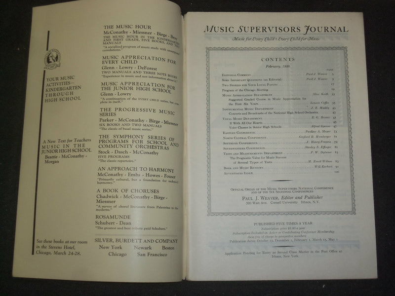 1926-1930 MUSIC SUPERVISORS JOURNAL - LOT OF 5 - O 2440N