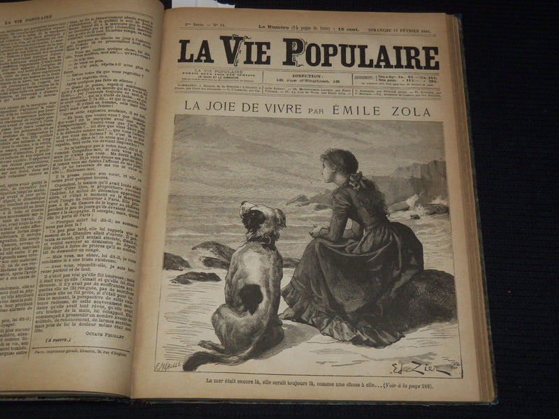 1884 JAN-MAR LA VIE POPULAIRE MAGAZINE BOUND VOLUME #1- EMILE ZOLA - KD 7462C
