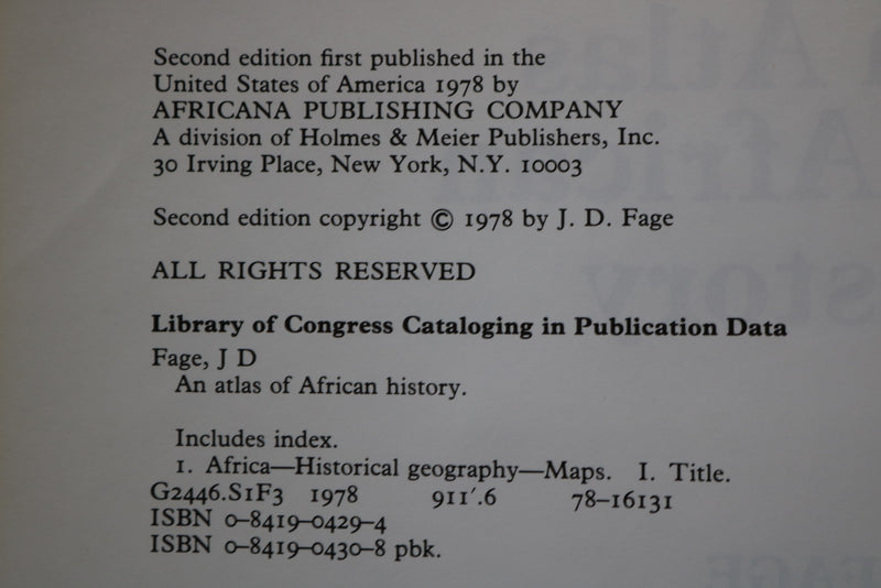 1978 AN ATLAS OF AFRICAN HISTORY SOFTCOVER BOOK BY J.D. FAGE - KD 9828