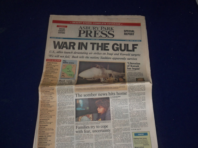 1991 JANUARY 17 ASBURY PARK PRESS NEWSPAPER - WAR IN THE GULF - NP 3068