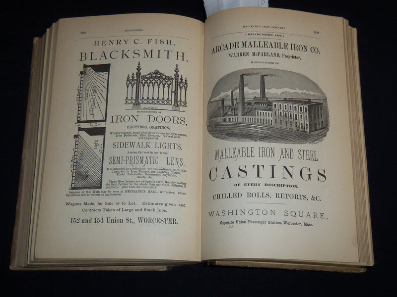 1883 WORCESTER DIRECTORY OF CITIZENS & BUSINESS NO. 40 - FOLD-OUT MAP - KD 4502K
