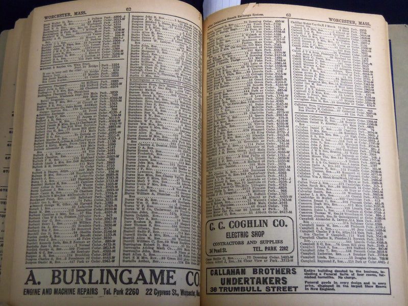 1919 SPRING WORCESTER DISTRICT TELEPHONE DIRECTORY - WORCESTER DISTRICT - J 8819