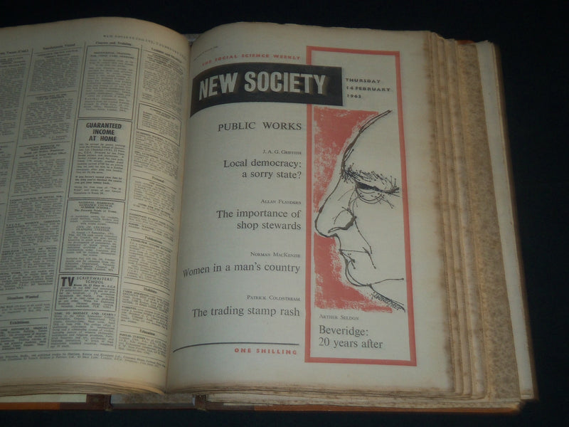 1962-1963 NEW SOCIETY SOCIAL SCIENCE WEEKLY MAGAZINE VOLUME 1- 39 ISSUES - R 157