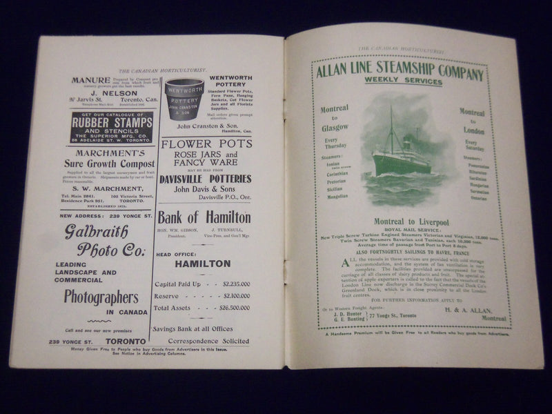 1902-1905 THE CANADIAN HORTICULTURIST MAGAZINE LOT OF 5 - NICE ILLUS. - II 6150