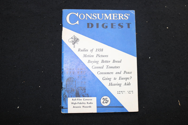 1938 APRIL CONSUMERS' DIGEST MAGAZINE - RADIOS OF 1938 COVER - K 387